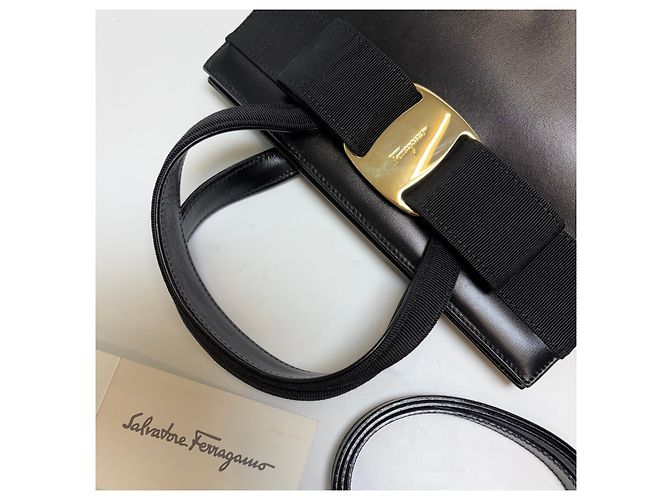 Salvatore Ferragamo Borsa Tote Iconic Bow Ribbon Nera Nero - vista 12