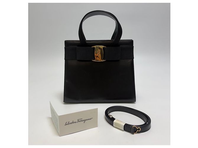 Salvatore Ferragamo Borsa Tote Iconic Bow Ribbon Nera Nero - vista 2