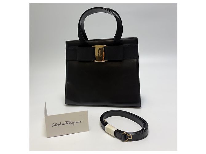 Salvatore Ferragamo Borsa Tote Iconic Bow Ribbon Nera Nero - vista 3