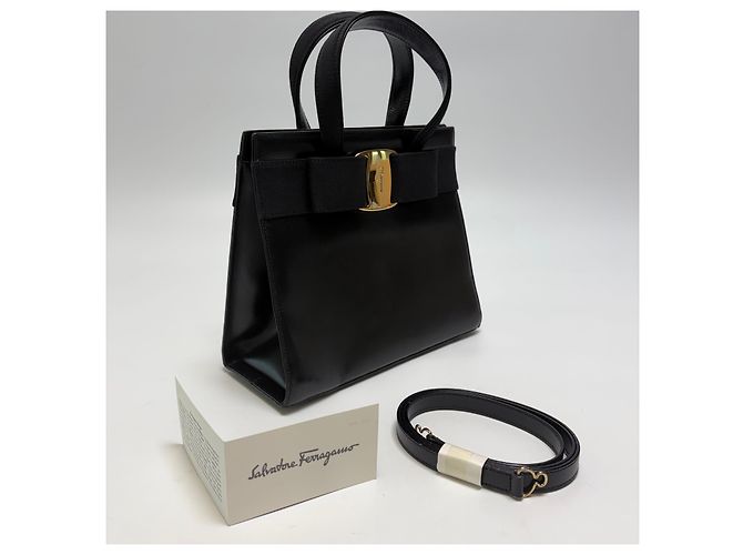 Salvatore Ferragamo Borsa Tote Iconic Bow Ribbon Nera Nero - vista 5