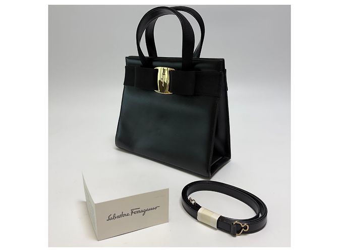 Salvatore Ferragamo Borsa Tote Iconic Bow Ribbon Nera Nero - vista 6