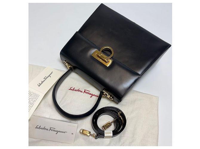 Salvatore Ferragamo Borsa Tote Gancini Borsa a Tracolla (Premium, Black) Nero - vista 12