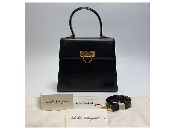 Salvatore Ferragamo Borsa Tote Gancini Borsa a Tracolla (Premium, Black) Nero - vista 2