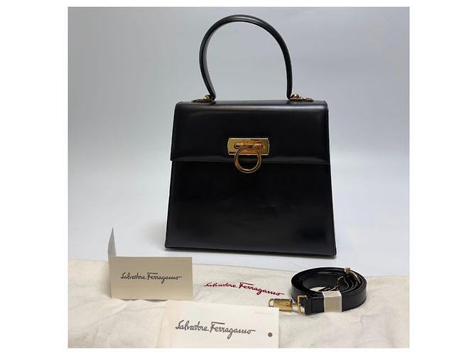 Salvatore Ferragamo Borsa Tote Gancini Borsa a Tracolla (Premium, Black) Nero - vista 3