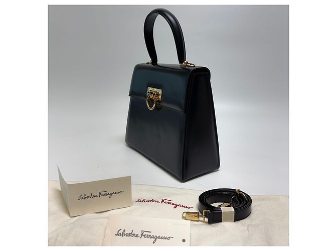 Salvatore Ferragamo Borsa Tote Gancini Borsa a Tracolla (Premium, Black) Nero - vista 6