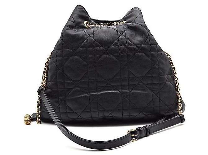 Dior Borsa Christian Cannage Amie Large Nero - vista 3