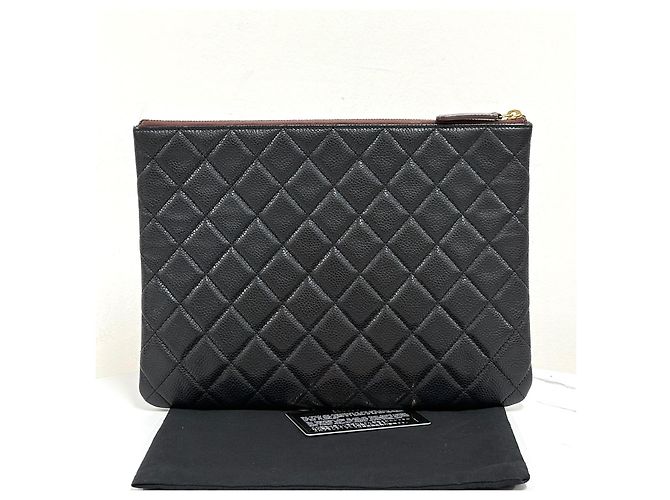 Chanel Borsa a pochette New Medium in Caviar placcata oro Nera Nero - vista 3