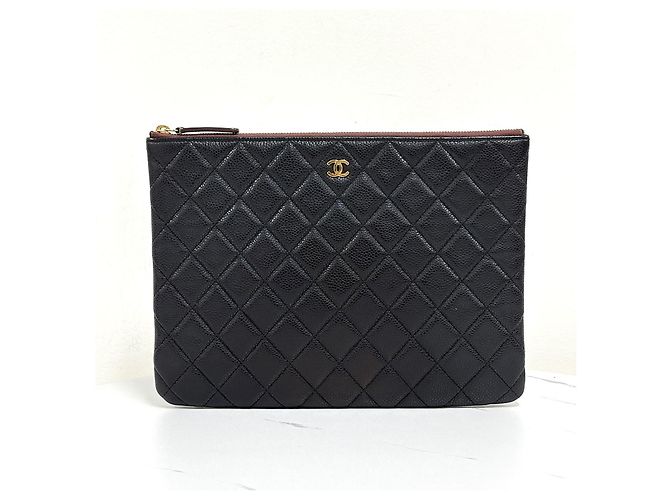 Chanel Borsa a pochette New Medium in Caviar placcata oro Nera Nero - vista 4
