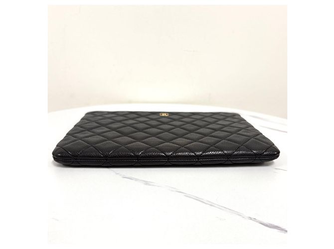 Chanel Borsa a pochette New Medium in Caviar placcata oro Nera Nero - vista 9