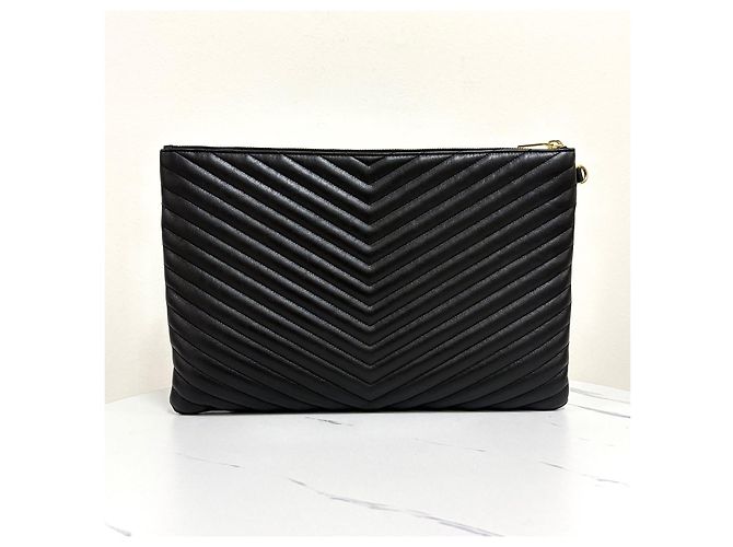Saint Laurent Clutch Monogram Matelassé Black Nero - vista 3