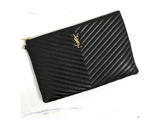 Saint Laurent Clutch Monogram Matelassé Black Nero - vista 4
