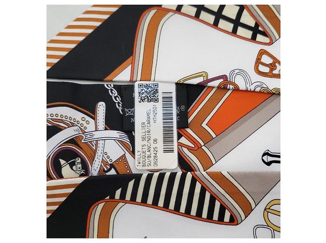 Hermès Foulard in seta Twilly Bouquets Sellier da donna Marrone - vista 10