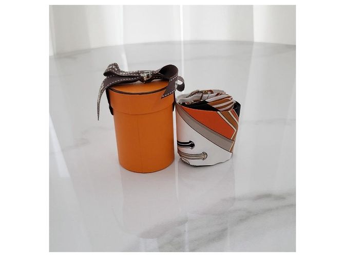 Hermès Foulard in seta Twilly Bouquets Sellier da donna Marrone - vista 11