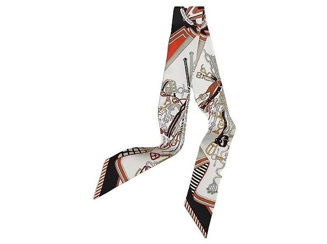 Hermès Foulard in seta Twilly Bouquets Sellier da donna Marrone - vista 2