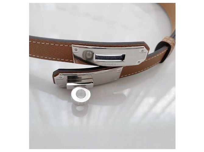 Hermès Cinturón Kelly para mujer Hebilla Oro Plata Naranja - vista 7