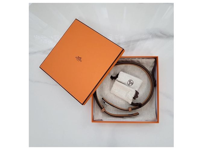 Hermès Cinturón Kelly para mujer Hebilla Oro Plata Naranja - vista 9