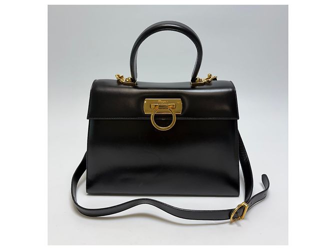 Salvatore Ferragamo Borsa a Tracolla Tote Gancini (Usata, Black) Nero - vista 2