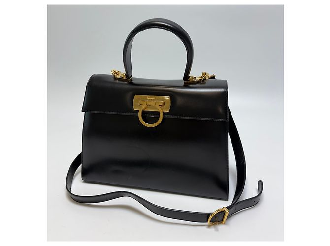 Salvatore Ferragamo Borsa a Tracolla Tote Gancini (Usata, Black) Nero - vista 3