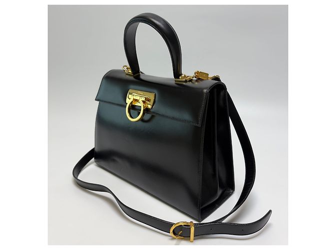 Salvatore Ferragamo Borsa a Tracolla Tote Gancini (Usata, Black) Nero - vista 6