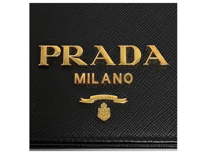 Prada Borsa a tracolla Saffiano Logo Chain Nera Nero - vista 10
