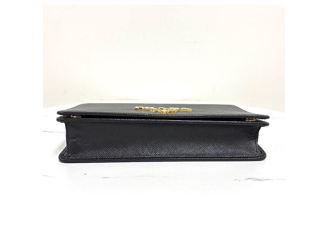 Prada Borsa a tracolla Saffiano Logo Chain Nera Nero - vista 13