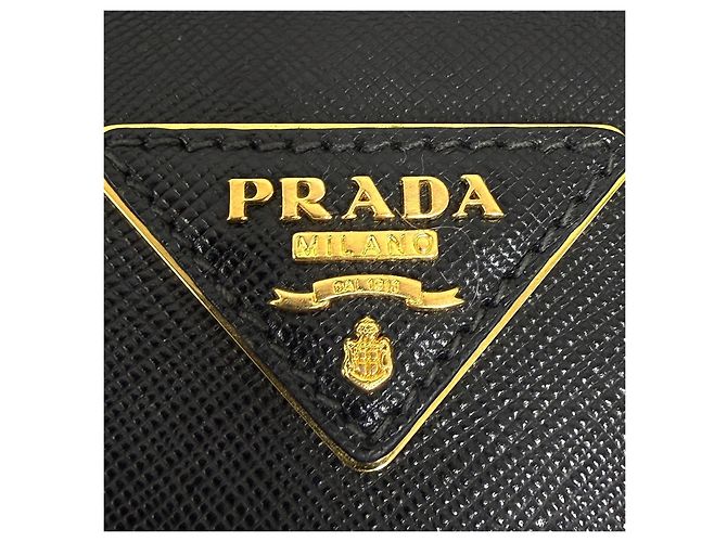 Prada Borsa Tote Boston Saffiano Lux con Logo Triangle Nero - vista 10