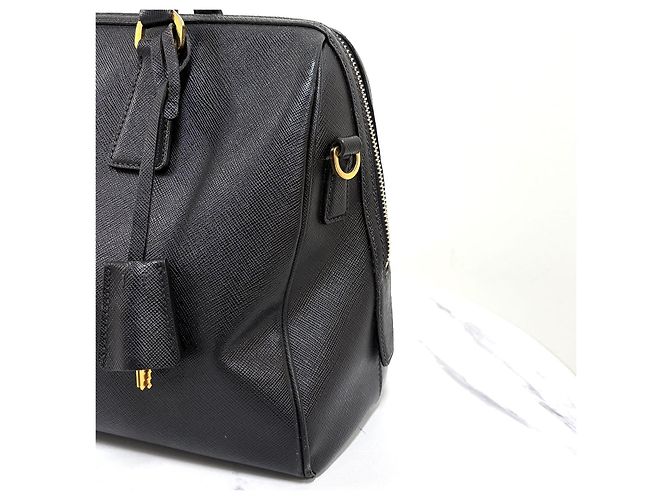 Prada Borsa Tote Boston Saffiano Lux con Logo Triangle Nero - vista 11