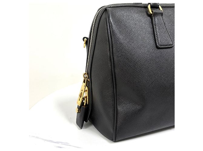 Prada Borsa Tote Boston Saffiano Lux con Logo Triangle Nero - vista 12