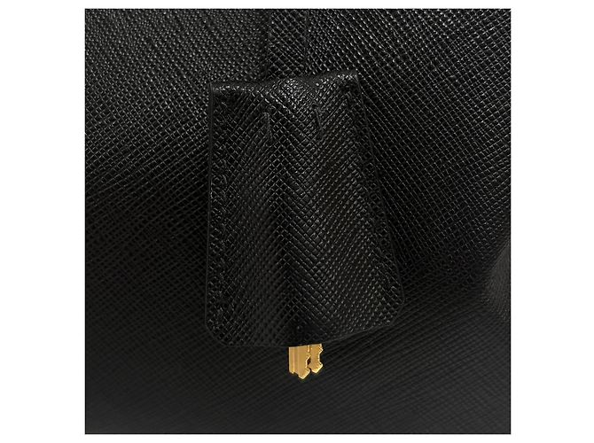 Prada Borsa Tote Boston Saffiano Lux con Logo Triangle Nero - vista 13
