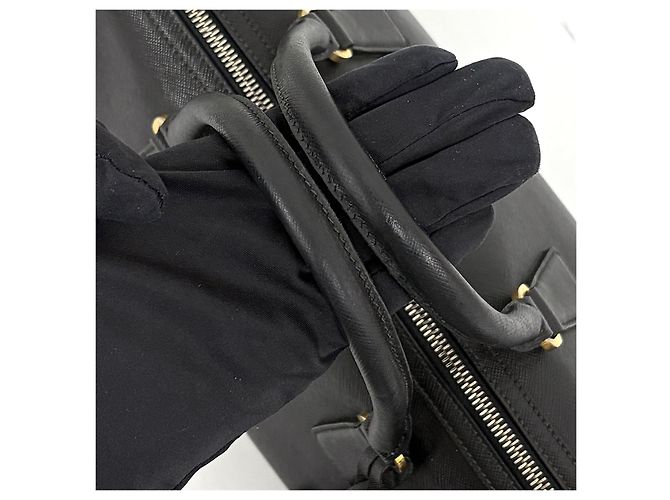 Prada Borsa Tote Boston Saffiano Lux con Logo Triangle Nero - vista 17