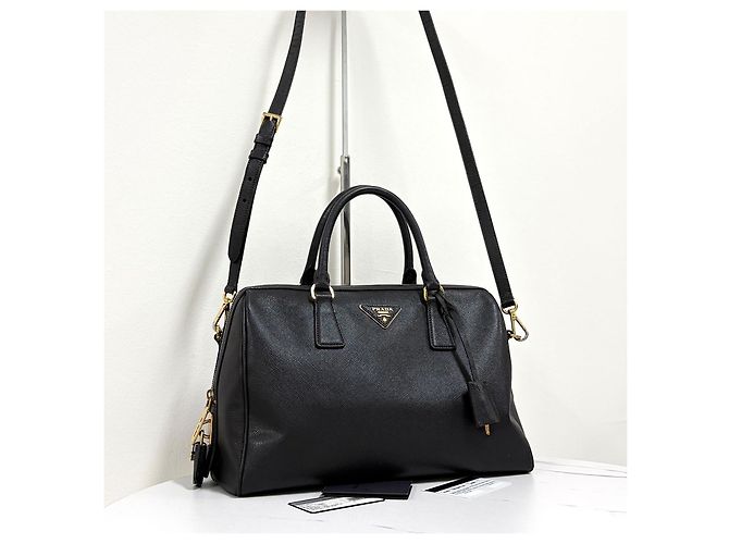 Prada Borsa Tote Boston Saffiano Lux con Logo Triangle Nero - vista 5