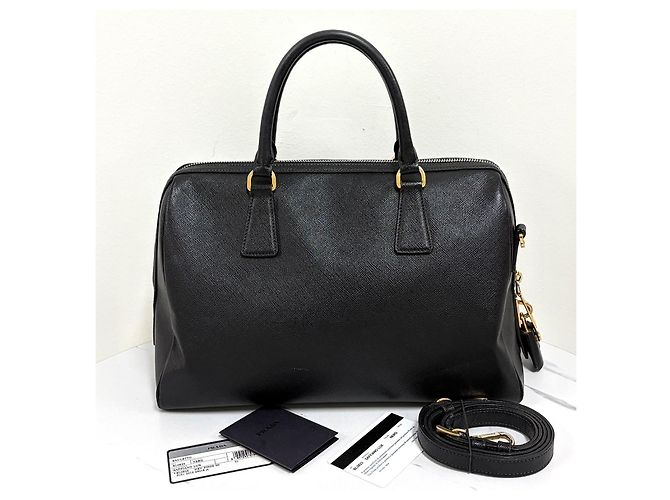 Prada Borsa Tote Boston Saffiano Lux con Logo Triangle Nero - vista 8