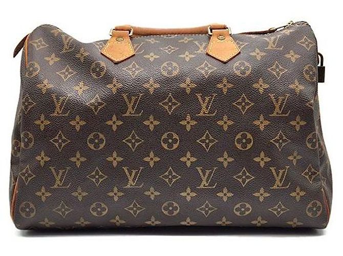 Louis Vuitton Monogram Speedy 35 Borsa Tote Marrone - vista 3