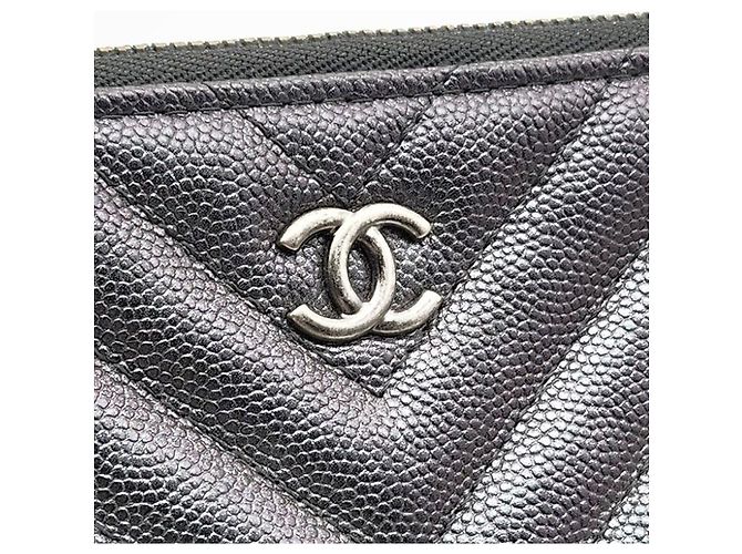 Chanel Clutch Caviar Chevron Large Nero - vista 7