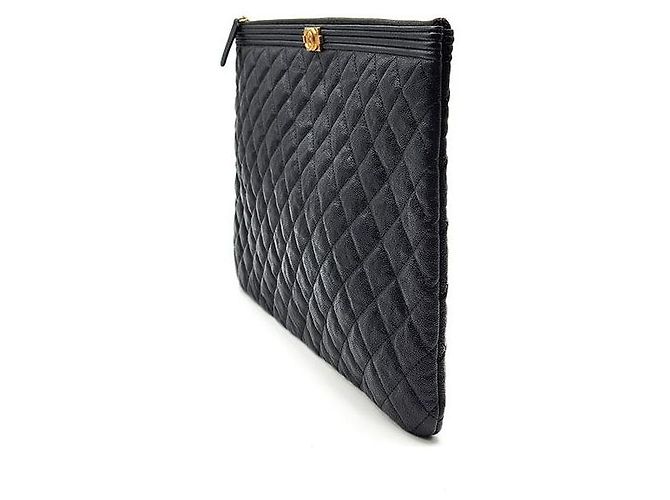 Chanel Clutch Caviar Boy Large Nero - vista 2