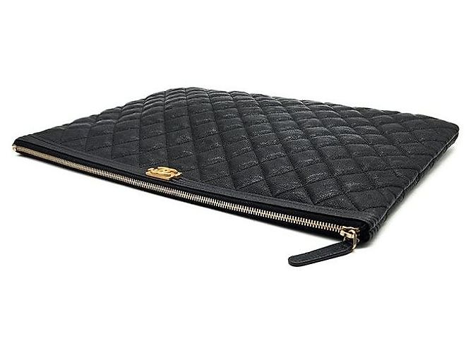 Chanel Clutch Caviar Boy Large Nero - vista 5