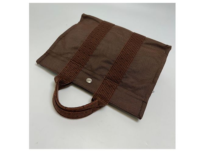 Hermès Borsa Tote Furuto Canvas PM Brown (Top Grade) Marrone - vista 10