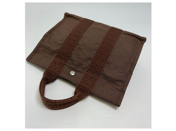 Hermès Borsa Tote Furuto Canvas PM Brown (Top Grade) Marrone - vista 12