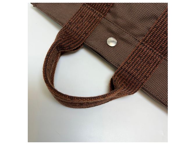 Hermès Borsa Tote Furuto Canvas PM Brown (Top Grade) Marrone - vista 13