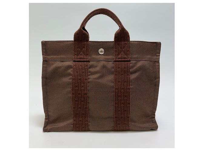 Hermès Borsa Tote Furuto Canvas PM Brown (Top Grade) Marrone - vista 2