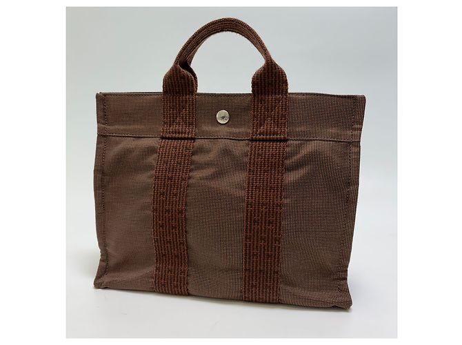 Hermès Borsa Tote Furuto Canvas PM Brown (Top Grade) Marrone - vista 3