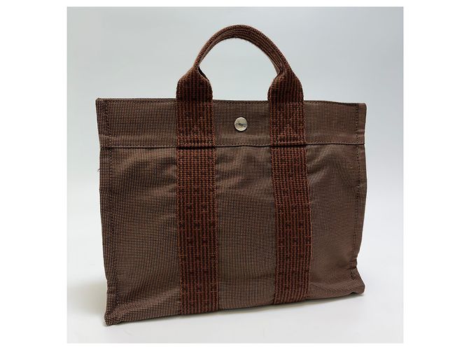 Hermès Borsa Tote Furuto Canvas PM Brown (Top Grade) Marrone - vista 4