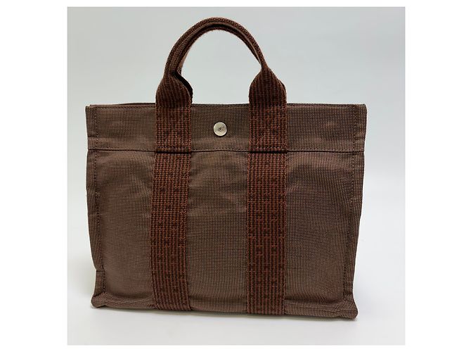 Hermès Borsa Tote Furuto Canvas PM Brown (Top Grade) Marrone - vista 8