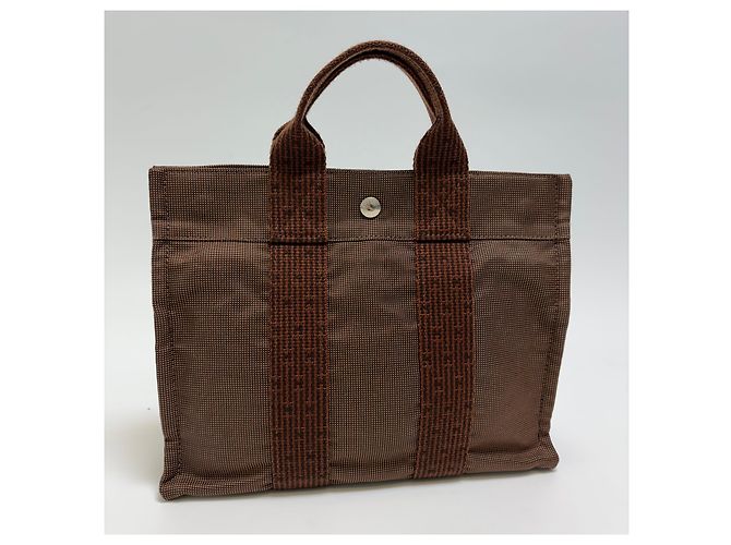 Hermès Borsa Tote Furuto Canvas PM Brown (Top Grade) Marrone - vista 9