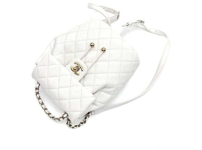 Chanel Zaino Piccolo Caviar Urban Spirit Bianco - vista 4