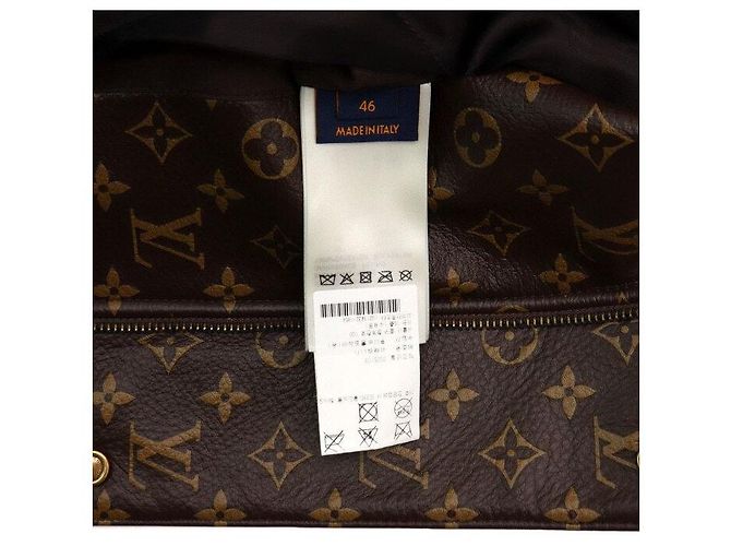 Louis Vuitton Parka da uomo in pelle monogram con cappuccio in shearling Marrone - vista 7