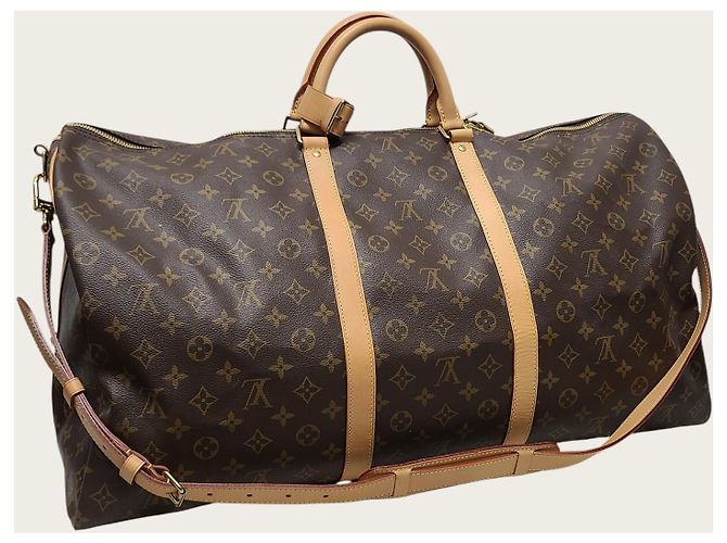 Louis Vuitton Monogram Bandoulière Keepall with Chip Braun - Ansicht 3