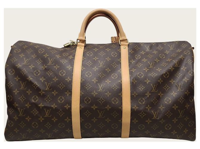 Louis Vuitton Monogram Bandoulière Keepall with Chip Braun - Ansicht 6