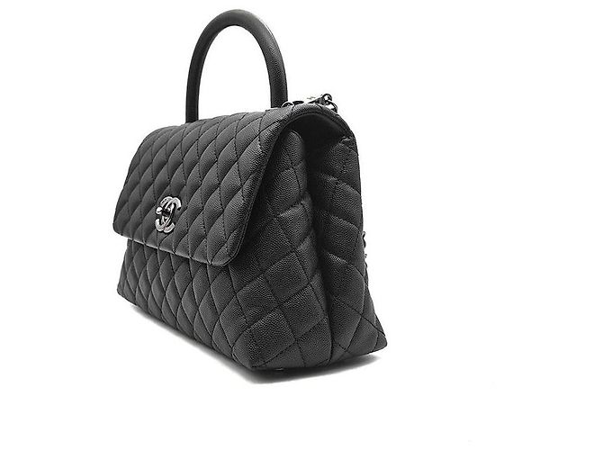 Chanel Caviar Coco Handle 28 Nero in Pelle - vista 2
