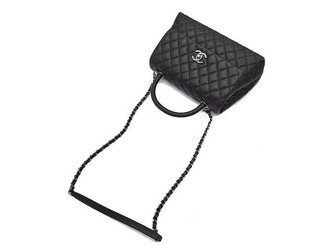 Chanel Caviar Coco Handle 28 Nero in Pelle - vista 5
